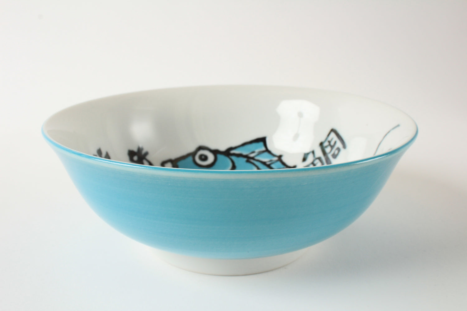 Mino ware Japan Ceramics Medetai Ramen Bowl Blue Sea Bream made in Japan