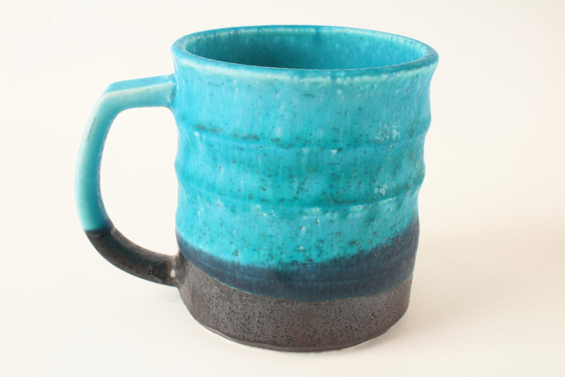 Mino ware Japanese Pottery Jumbo Mug Cup Turquoise Blue made in Japan 600ml