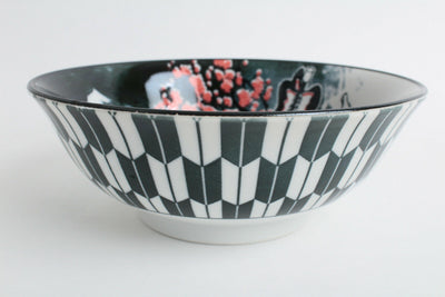 Mino ware Japan Ceramics Ramen Noodle Donburi Bowl Kabuki & Mt. Fuji Black made in Japan