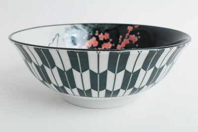 Mino ware Japan Ceramics Ramen Noodle Donburi Bowl Kabuki & Mt. Fuji Black made in Japan