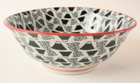 Mino ware Japanese Ceramics Ramen Noodle Bowl Plenty of Mt. Fuji & Cloud Made in Japan