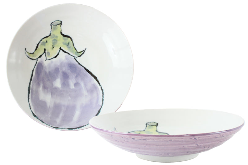 Mino ware Japanese Ceramics Pasta Plate Eggplant Purple Set of Two made in Japan