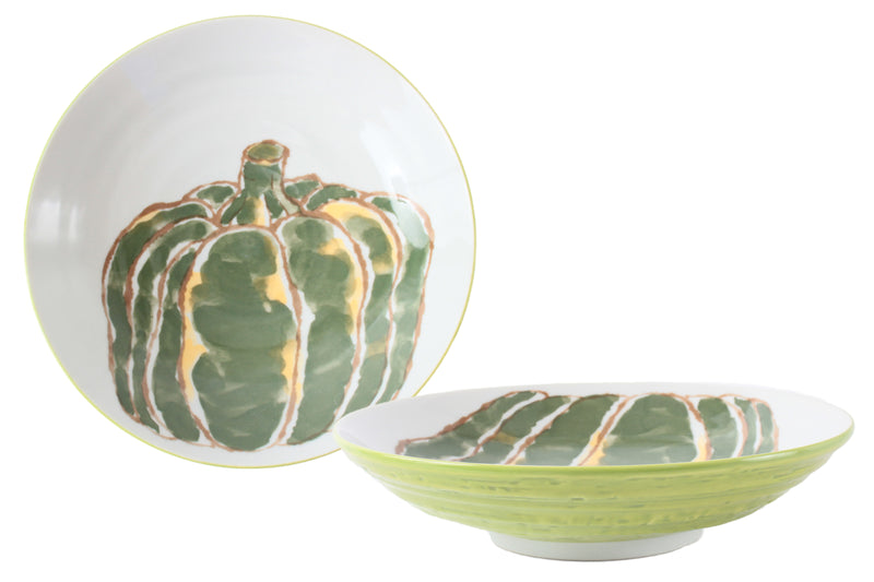 Mino ware Japanese Ceramics Pasta Plate Pumpkin Green Set of Two made in Japan