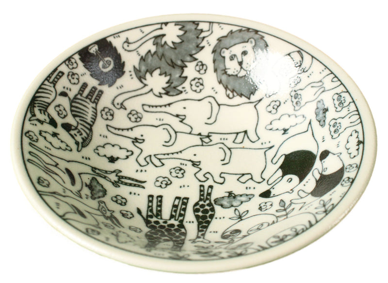 Mino ware Japan Ceramics 6.6inch Round Deep Plate Wild Animals made in Japan