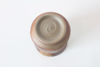 Bizen ware Japanese Pottery Yunomi Chawan Tea Cup, Hourglass Shape, Rusty Brown, Made in Japan