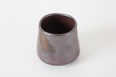 Bizen ware Japanese Pottery Yunomi Chawan Tea Cup, Trapezoid, Rusty Brown, Made in Japan