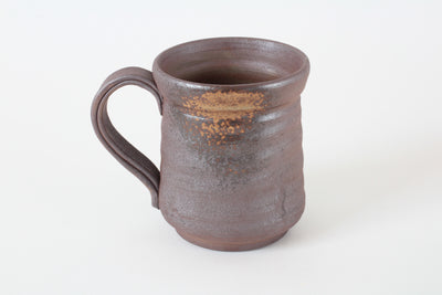 Bizen ware Japanese Pottery Mug Cup, Rusty Brown, Hourglass Shape, Made in Japan