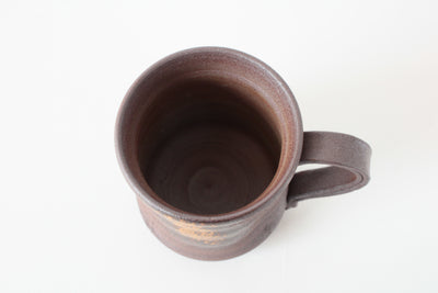 Bizen ware Japanese Pottery Mug Cup, Rusty Brown, Hourglass Shape, Made in Japan