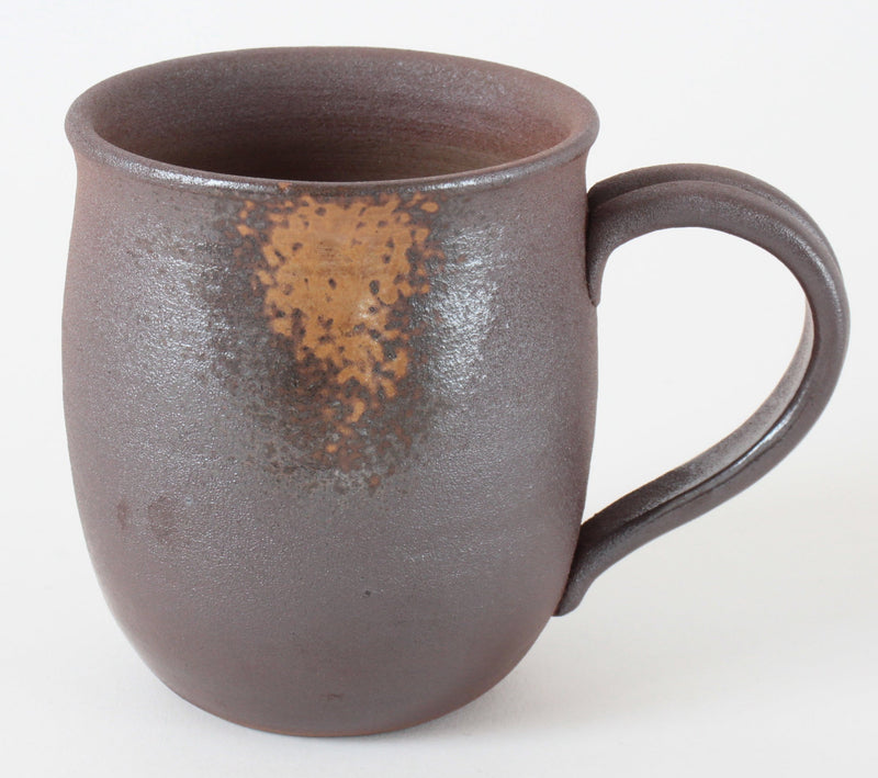 Bizen ware Japanese Pottery Mug Cup, Rusty Brown, Chubby Shape, Made in Japan