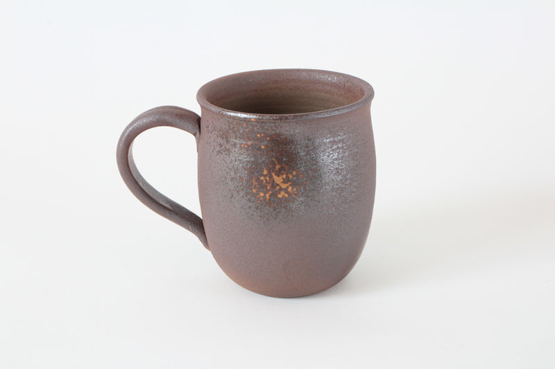 Bizen ware Japanese Pottery Mug Cup, Rusty Brown, Chubby Shape, Made in Japan