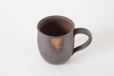 Bizen ware Japanese Pottery Mug Cup, Rusty Brown, Chubby Shape, Made in Japan