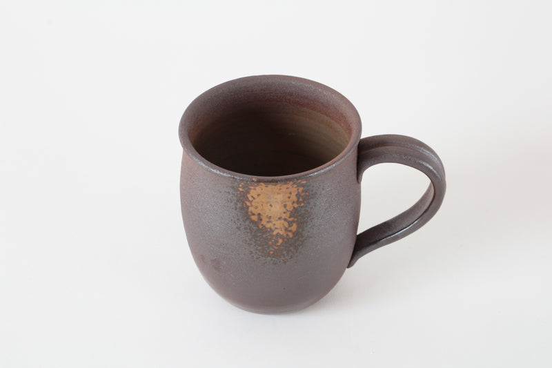 Bizen ware Japanese Pottery Mug Cup, Rusty Brown, Chubby Shape, Made in Japan