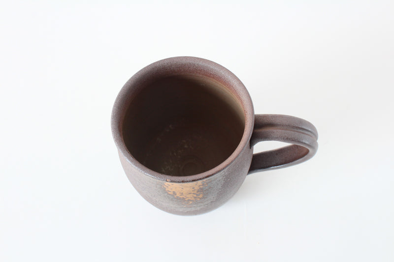 Bizen ware Japanese Pottery Mug Cup, Rusty Brown, Chubby Shape, Made in Japan