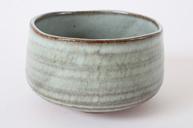 Mino ware Japan Pottery Tea Ceremony Matcha Bowl Sage Green Stripe made in Japan