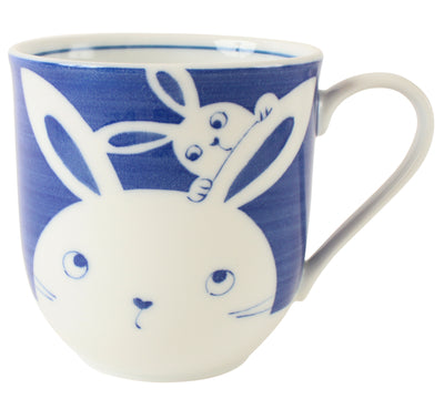 Mino Ware Japanese Ceramic Mug Cup Parent-Child Ema Rabbit Made in Japan