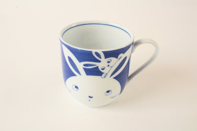 Mino Ware Japanese Ceramic Mug Cup Parent-Child Ema Rabbit Made in Japan