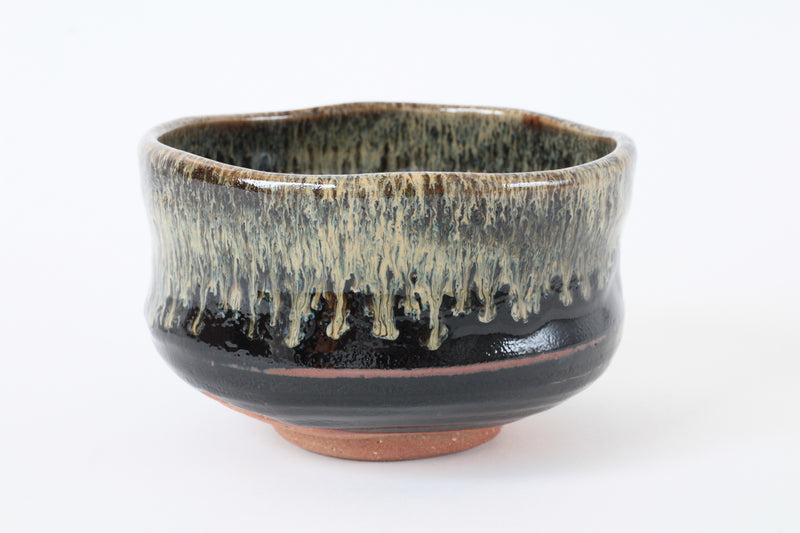 Mino ware Japanese Pottery Tea Ceremony Matcha Bowl Tenmoku Gold Pouring Black made in japan