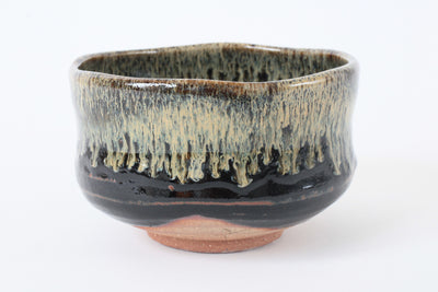 Mino ware Japanese Pottery Tea Ceremony Matcha Bowl Tenmoku Gold Pouring Black made in japan