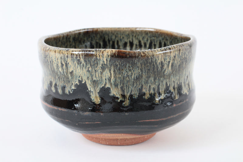 Mino ware Japanese Pottery Tea Ceremony Matcha Bowl Tenmoku Gold Pouring Black made in japan
