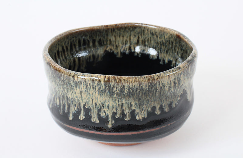 Mino ware Japanese Pottery Tea Ceremony Matcha Bowl Tenmoku Gold Pouring Black made in japan