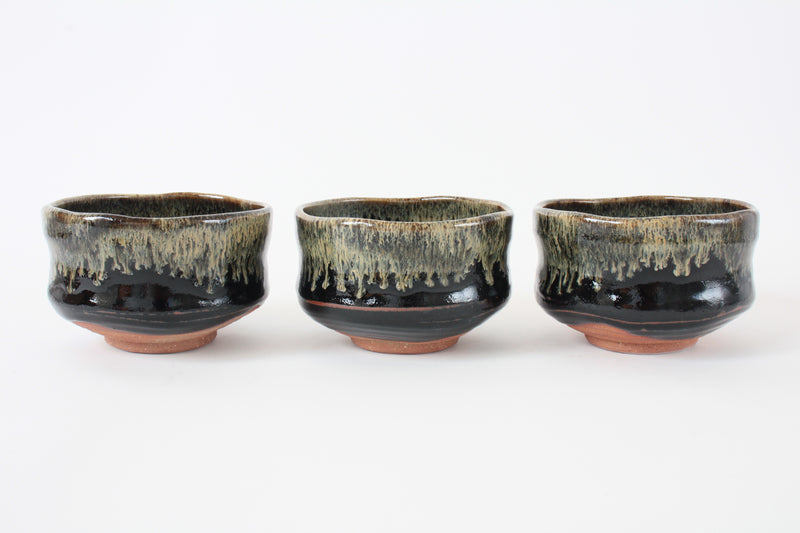 Mino ware Japanese Pottery Tea Ceremony Matcha Bowl Tenmoku Gold Pouring Black made in japan
