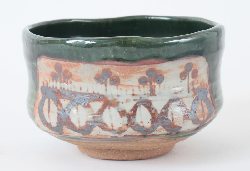Mino ware Japanese Pottery Tea Ceremony Matcha Bowl Hanging Persimmons In Rust