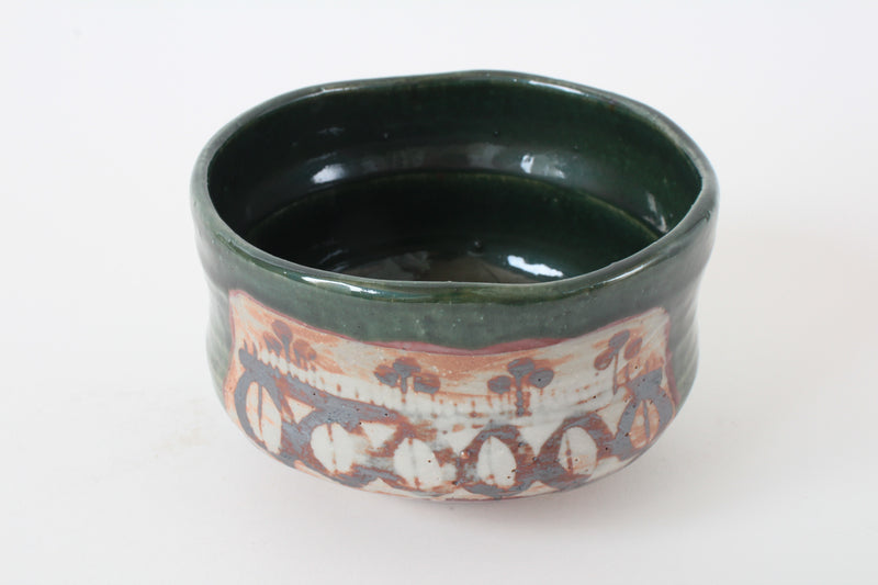 Mino ware Japanese Pottery Tea Ceremony Matcha Bowl Hanging Persimmons In Rust