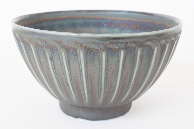Mino ware Japanese Ceramics Ricebowl Scarab tone and Stripe Pattern in Japan