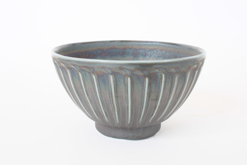 Mino ware Japanese Ceramics Ricebowl Scarab tone and Stripe Pattern in Japan