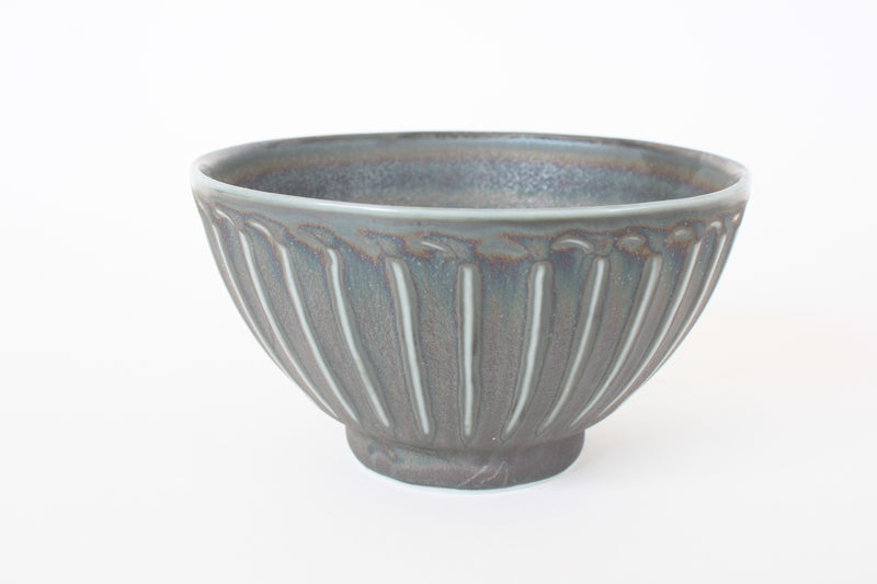 Mino ware Japanese Ceramics Ricebowl Scarab tone and Stripe Pattern in Japan