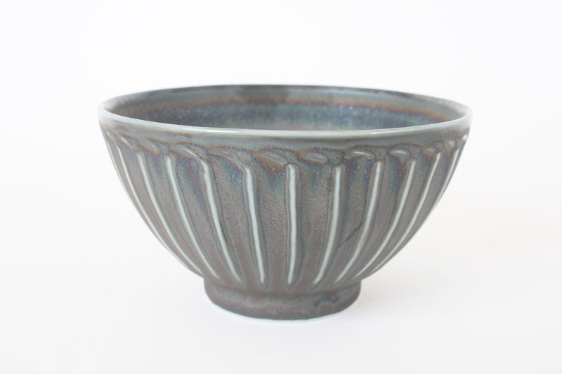 Mino ware Japanese Ceramics Ricebowl Scarab tone and Stripe Pattern in Japan