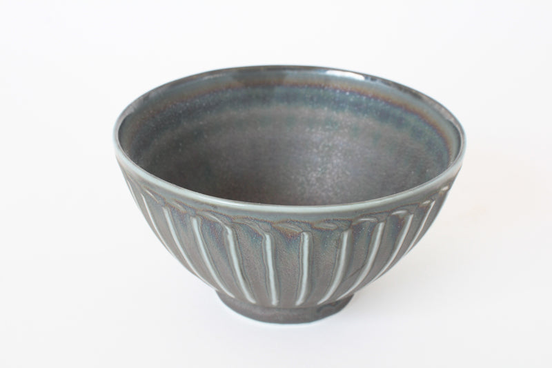 Mino ware Japanese Ceramics Ricebowl Scarab tone and Stripe Pattern in Japan