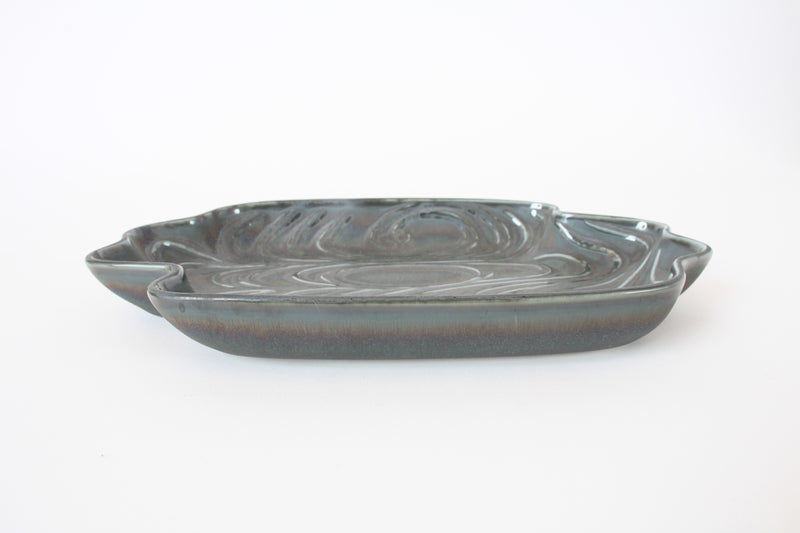 Mino ware Japanese Ceramics Cloud Shaped plate Scarab tone made in Japan