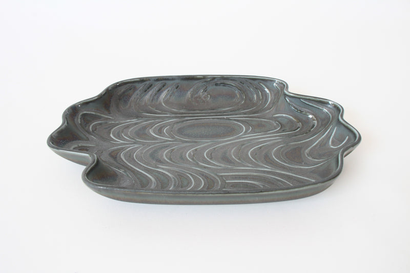 Mino ware Japanese Ceramics Cloud Shaped plate Scarab tone made in Japan