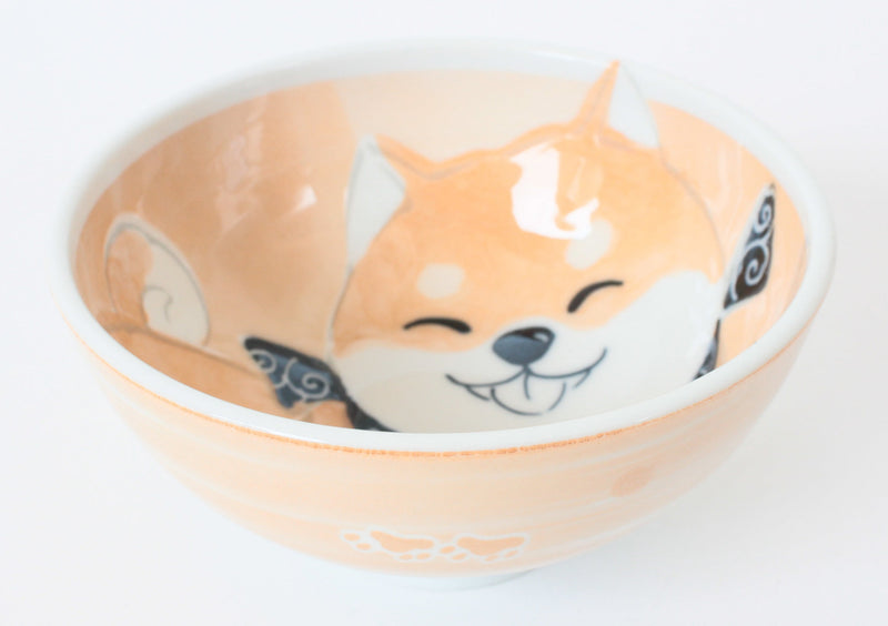 Mino ware Japanese Ceramics Ricebowl Smiling Shibaken made in Japan