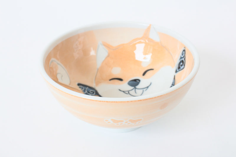 Mino ware Japanese Ceramics Ricebowl Smiling Shibaken made in Japan