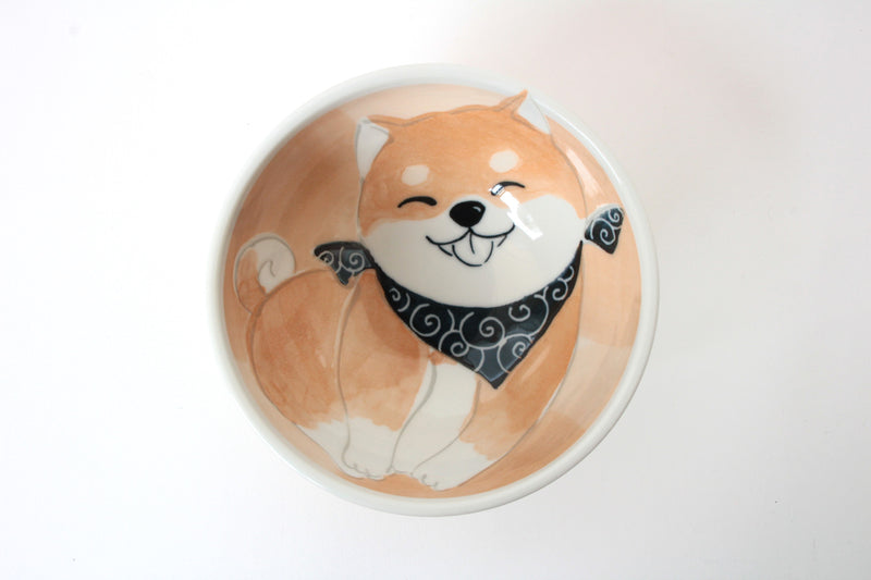 Mino ware Japanese Ceramics Ricebowl Smiling Shibaken made in Japan
