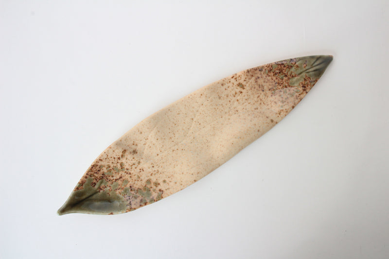 Mino ware Japanese Ceramics Leaf Shaped Long Plate made in Japan