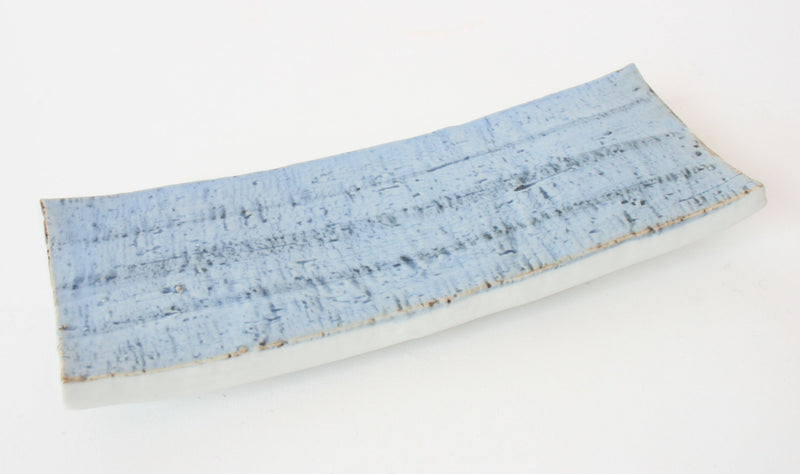 Mino ware Japanese Ceramics Rectangular Plate w/ Four Legs, Pale Blue in Japan