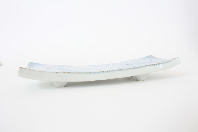 Mino ware Japanese Ceramics Rectangular Plate w/ Four Legs, Pale Blue in Japan