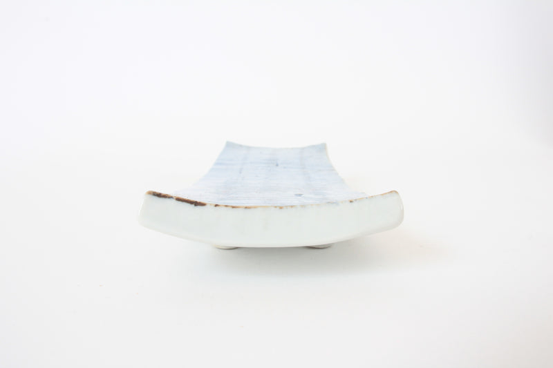 Mino ware Japanese Ceramics Rectangular Plate w/ Four Legs, Pale Blue in Japan