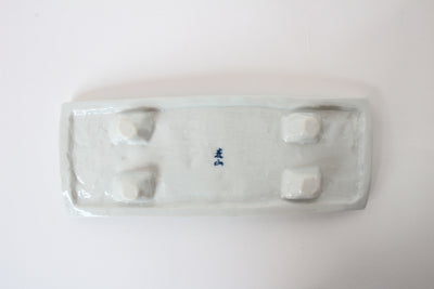 Mino ware Japanese Ceramics Rectangular Plate w/ Four Legs, Pale Blue in Japan