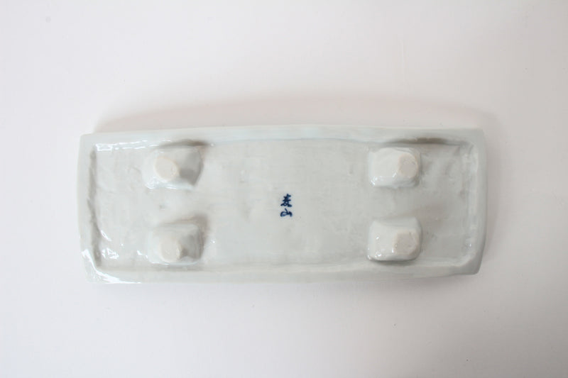Mino ware Japanese Ceramics Rectangular Plate w/ Four Legs, Pale Blue in Japan