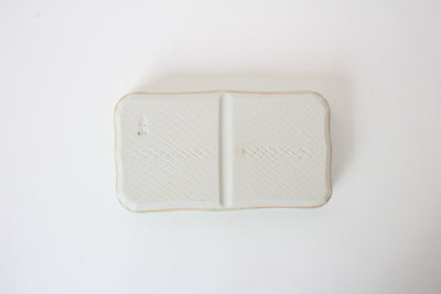 Mino ware Japanese Ceramics Two Section Plate Tea Green Color made in Japan (M)