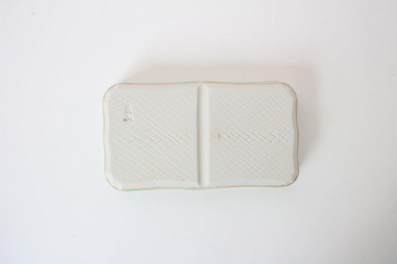 Mino ware Japanese Ceramics Two Section Plate Tea Green Color made in Japan (M)