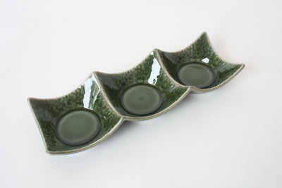 Mino ware Japanese Ceramics Three Section Plate Matcha Green made in Japan (S)