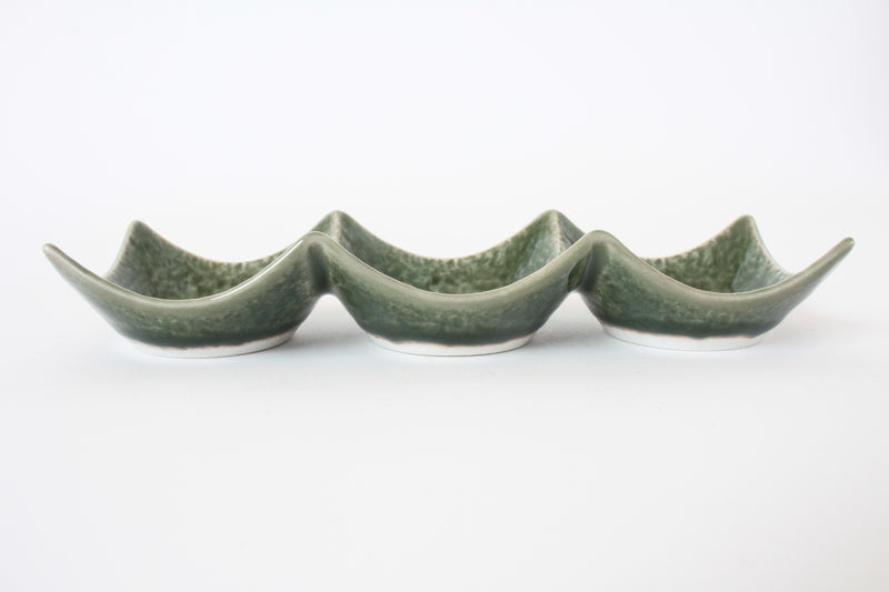 Mino ware Japanese Ceramics Three Section Plate Matcha Green made in Japan (S)