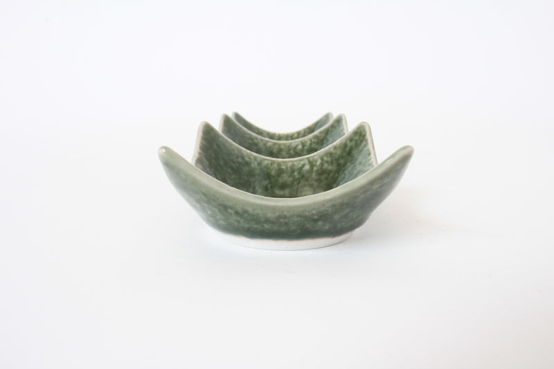 Mino ware Japanese Ceramics Three Section Plate Matcha Green made in Japan (S)