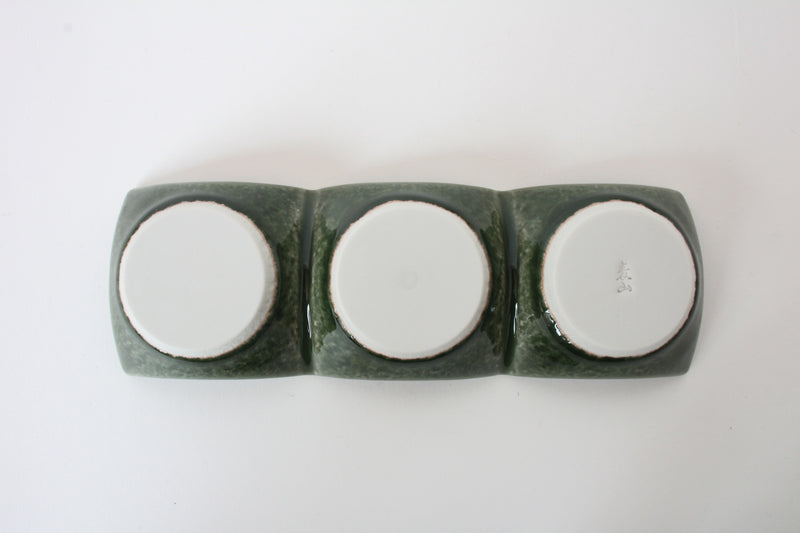 Mino ware Japanese Ceramics Three Section Plate Matcha Green made in Japan (S)