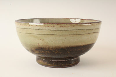 Mino ware Japanese Pottery Hand-crafted Ramen Donburi Bowl Brown & Off White Glaze made in Japan